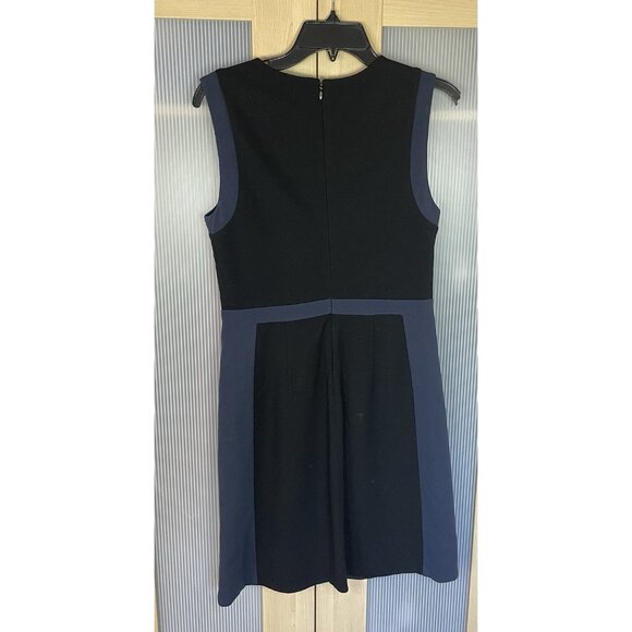 Diane Von Furstenberg DVF Black/Blue Dress Sz 6 Sleeveless Sheath Career Party - Picture 3 of 7